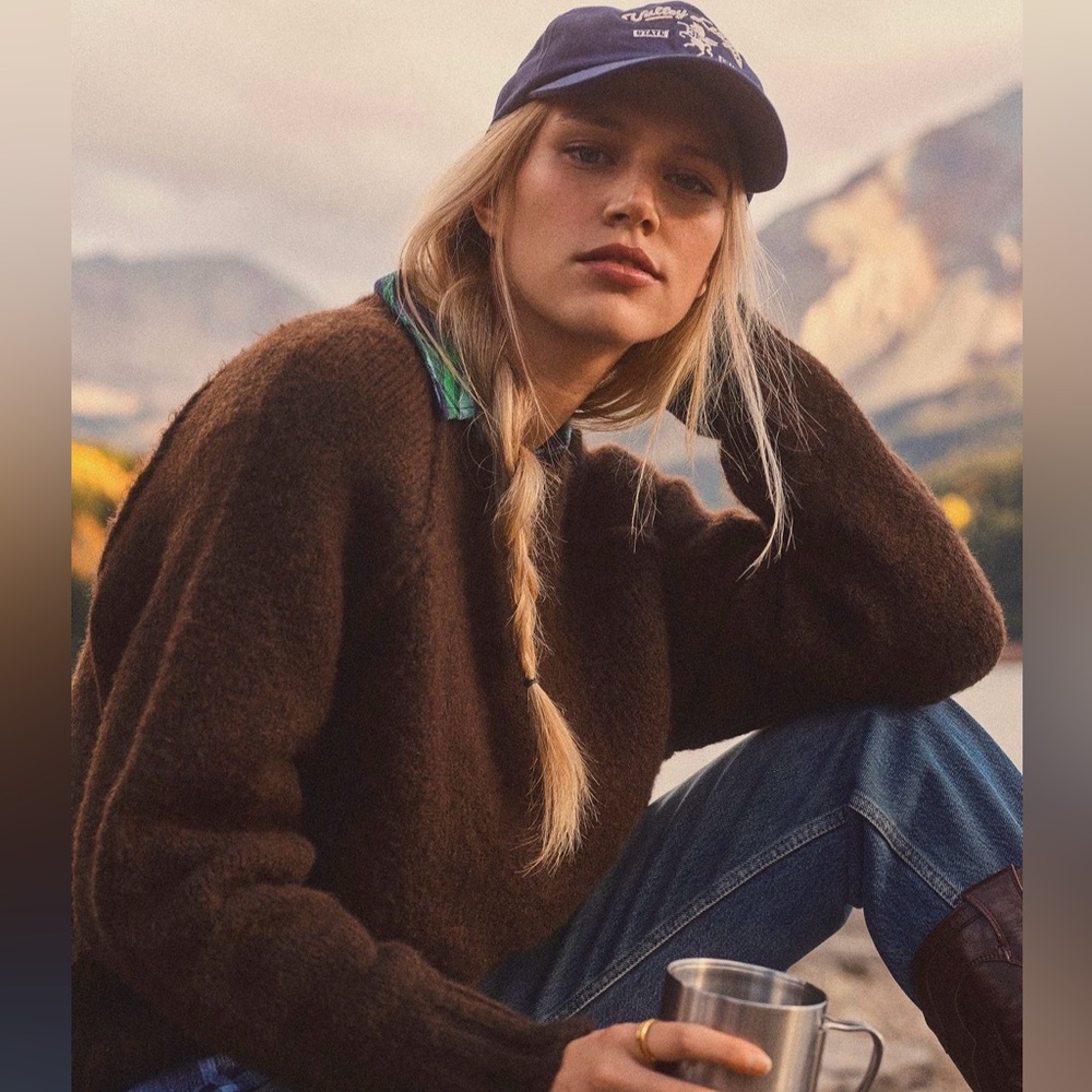 Anthropologie the cline chunky crewneck sweater - brown - small